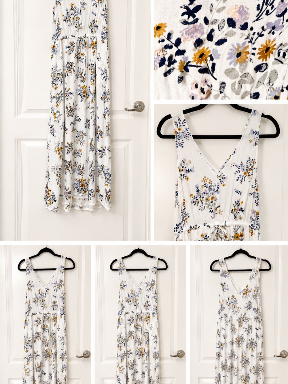 Lucky Brand White Floral Slip Dress with Yellow & Navy Prints - Picture 2 of 7